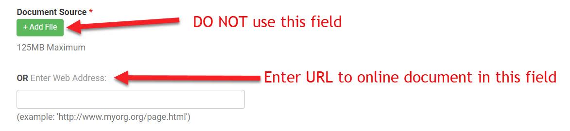 Insert link to an online document